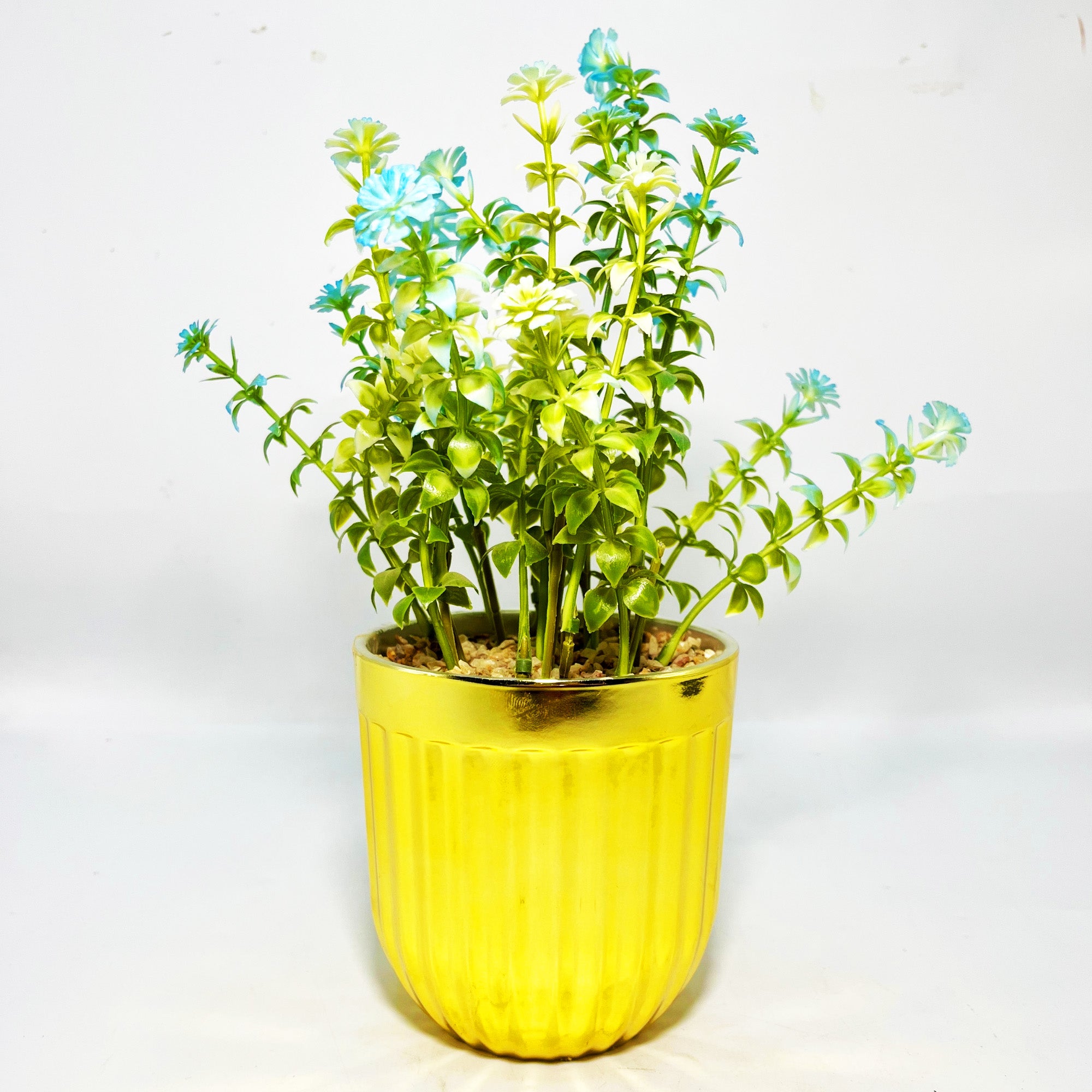 Wildflower Trio in Gold Fluted Pot