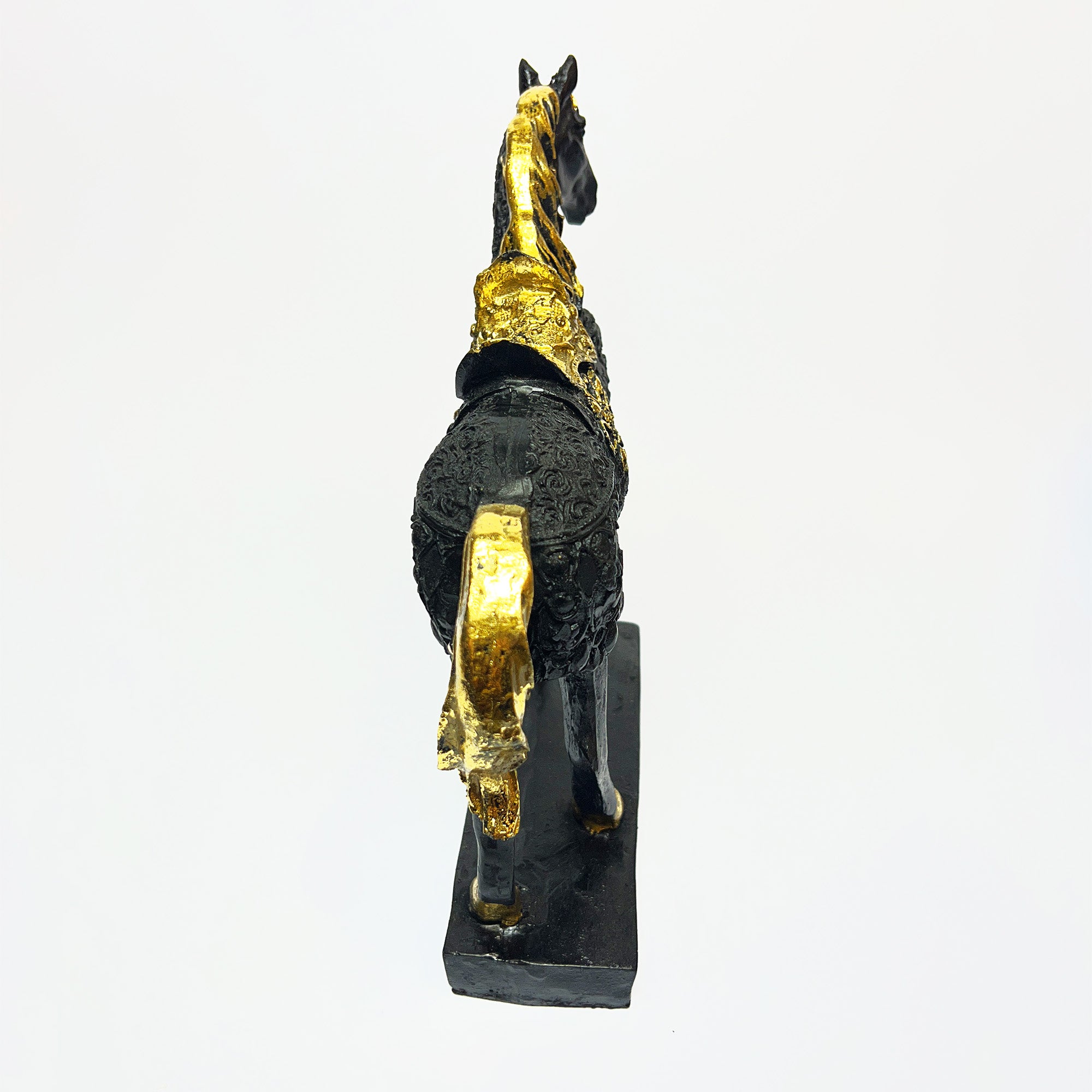 Black Horse with Golden Accents Figurine