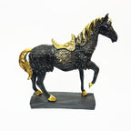 Black Horse with Golden Accents Figurine