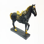 Black Horse with Golden Accents Figurine