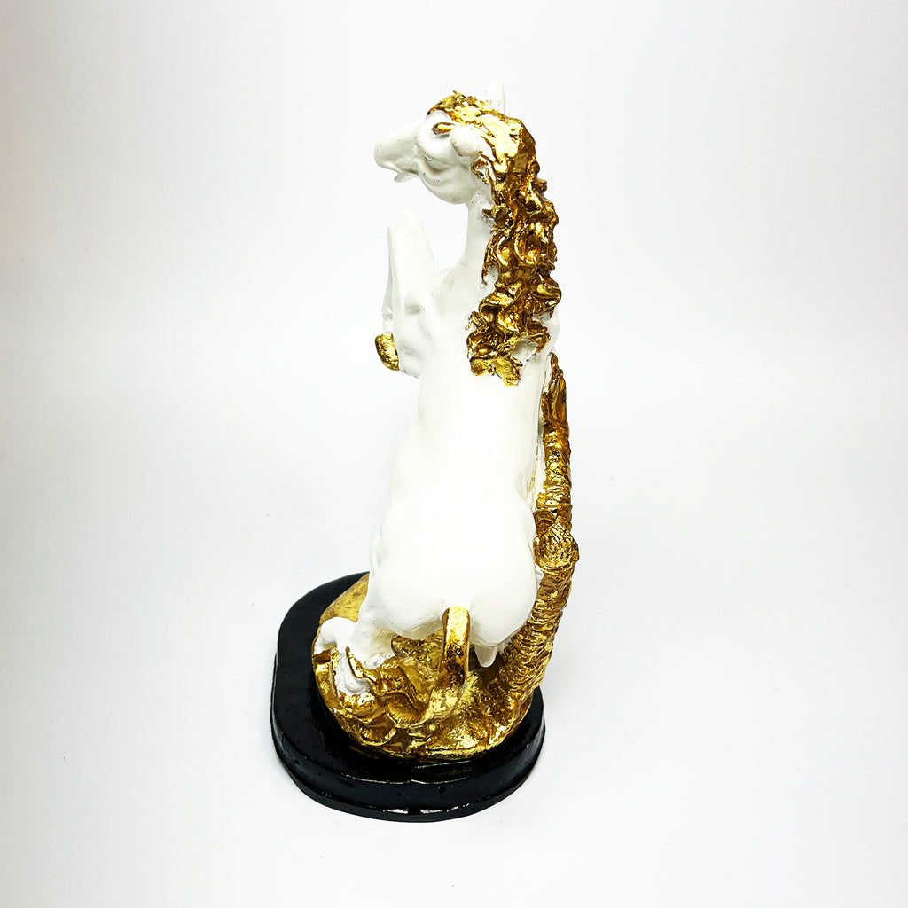 Golden Mane White Horse Figurine