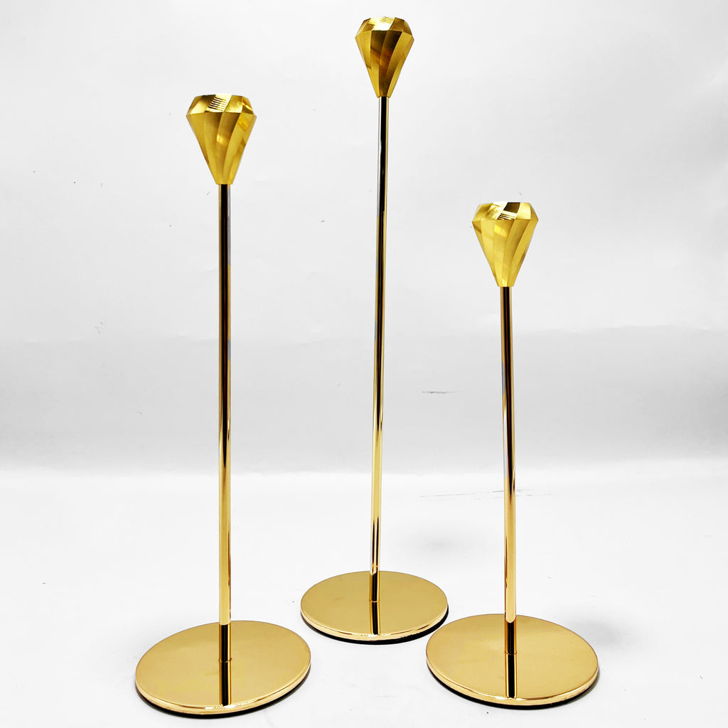 Elegant Gold Taper Candle Holder Set