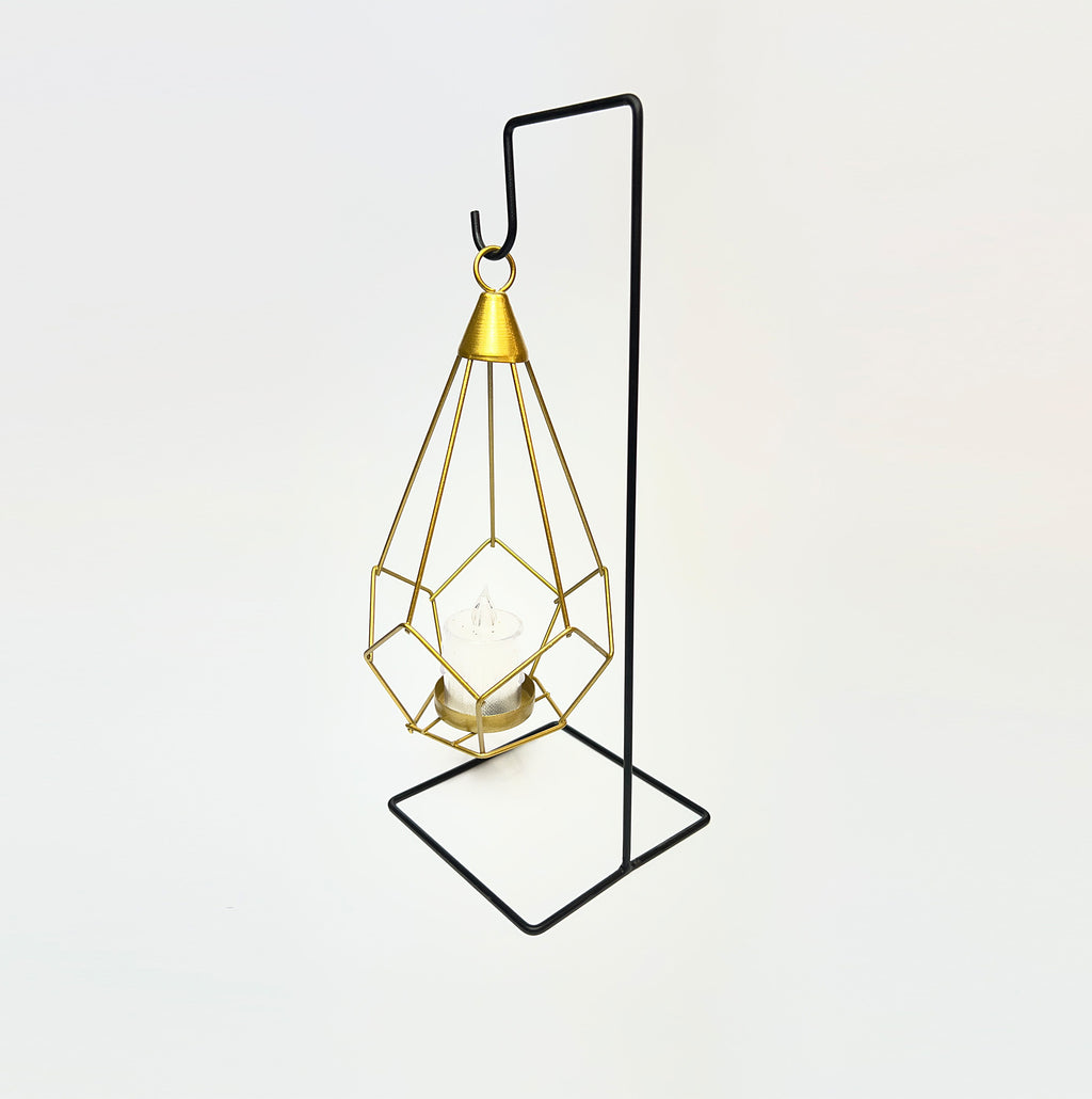 Geometric Hanging Tealight Lantern with Stand