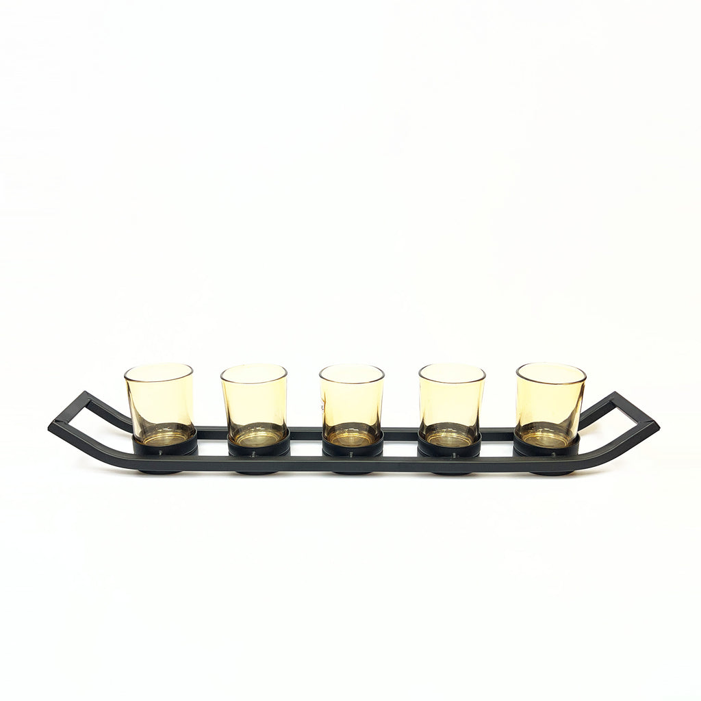 Modern Glass Tealight Candle Holder Tray