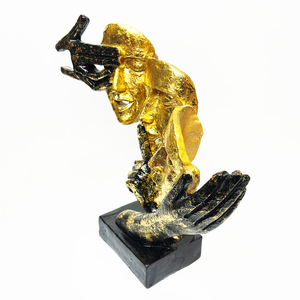 Golden Faces and Hands Figurine