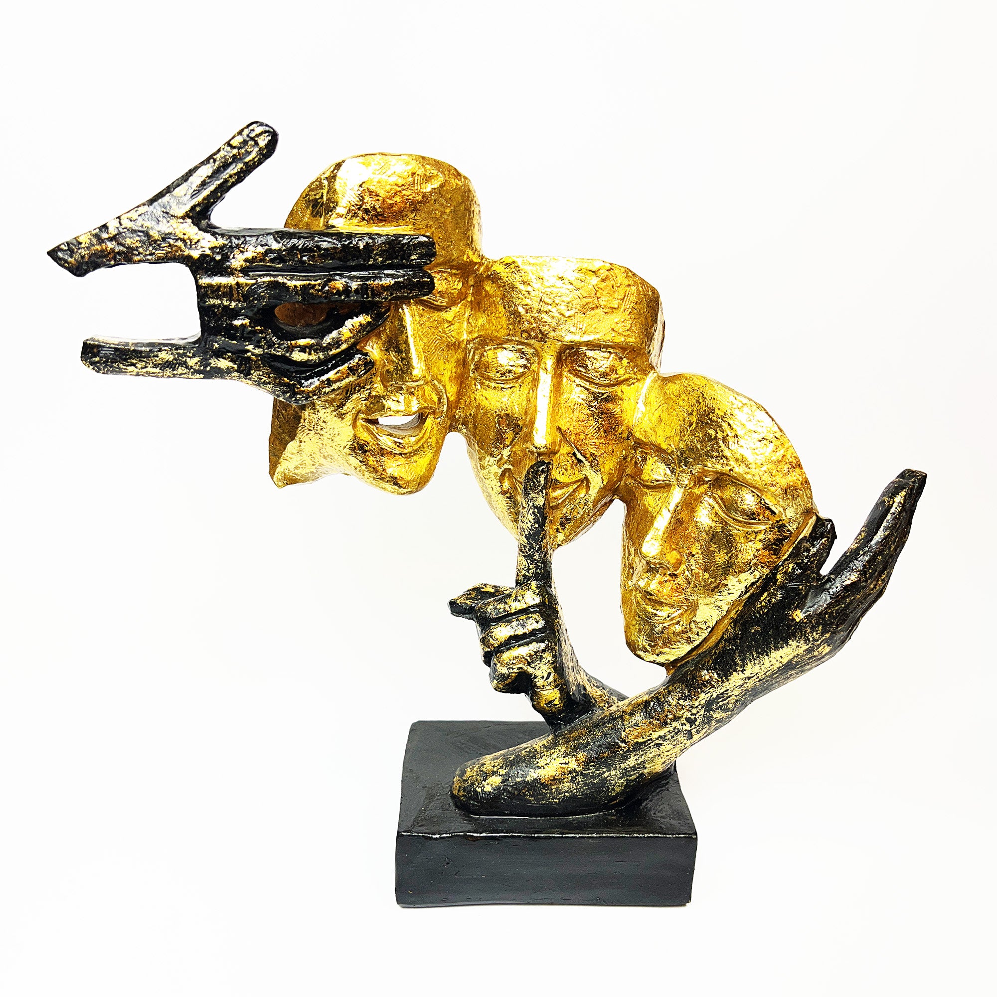 Golden Faces and Hands Figurine