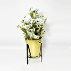 Potted Artificial Floral Arrangement with Metal Stand