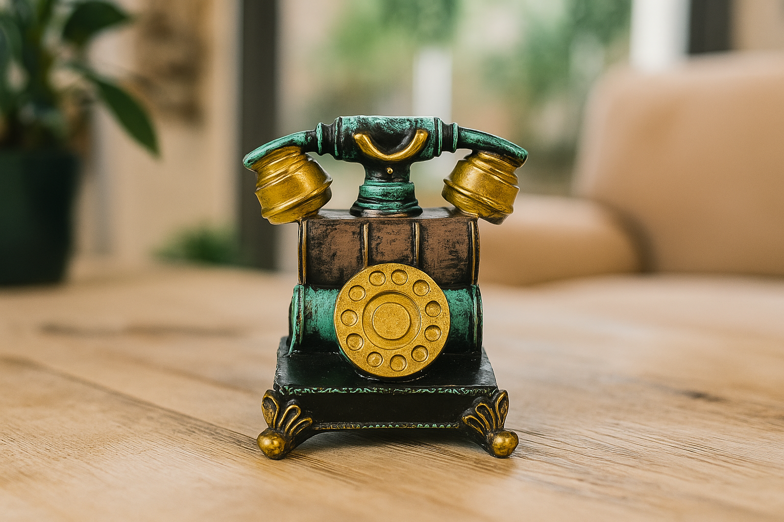 Steampunk/Vintage Rotary Phone &amp; Book Stack Decor - Fiber Art Sculpture