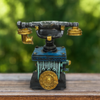 Steampunk Industrial Rotary Telephone Sculpture - Fiber Art Figurine