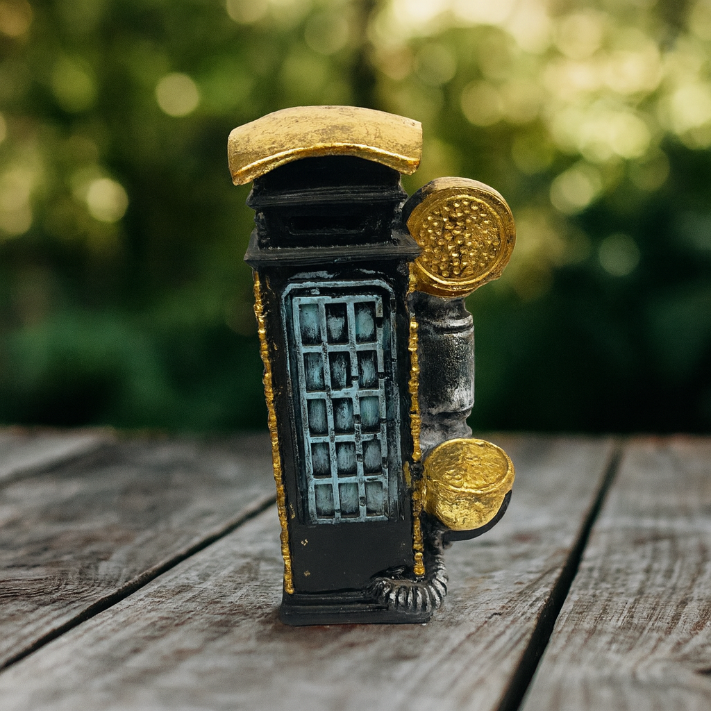 Steampunk Industrial Cradle Telephone Sculpture - Fiber Art Figurine