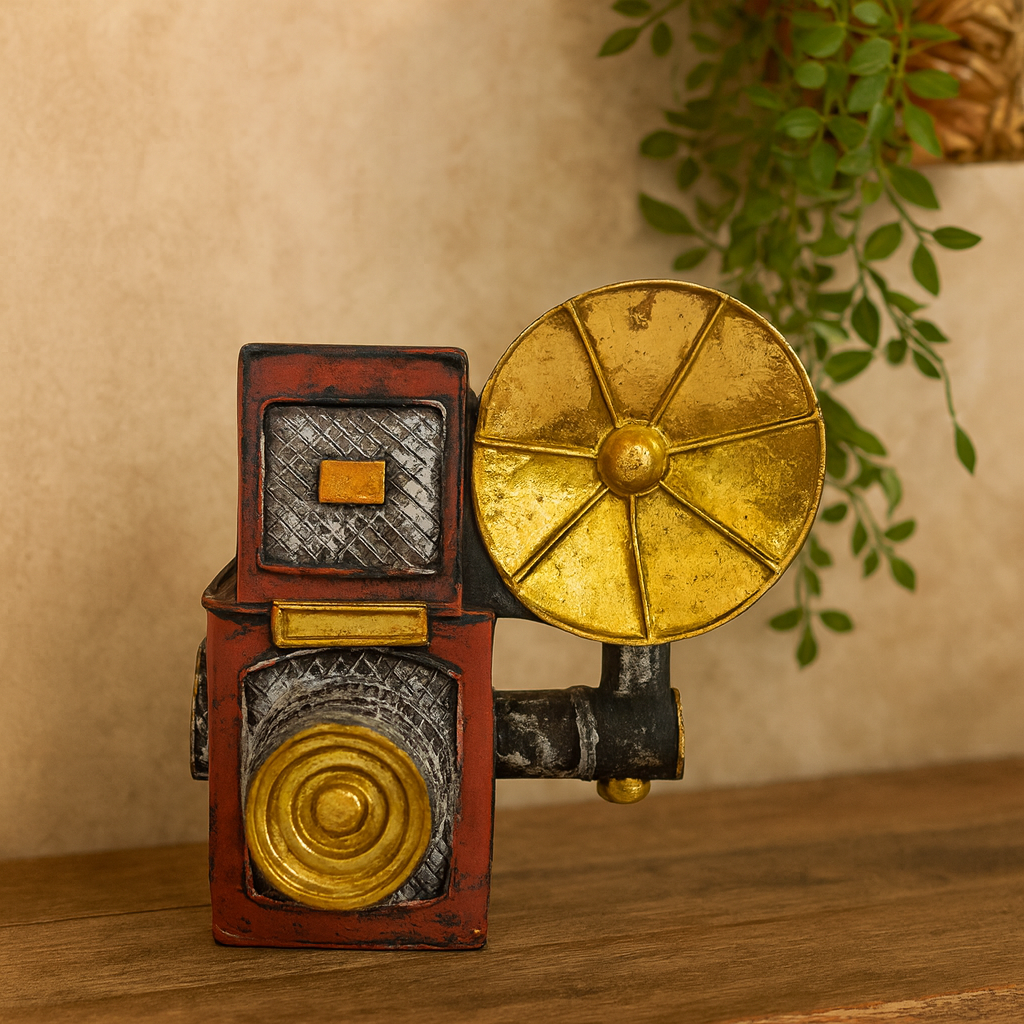 Vintage Film Camera Miniature Figurine - Retro Movie Fiber Decor