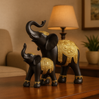 Regal Elephant Calf Figurine - Trunk Up for Luck