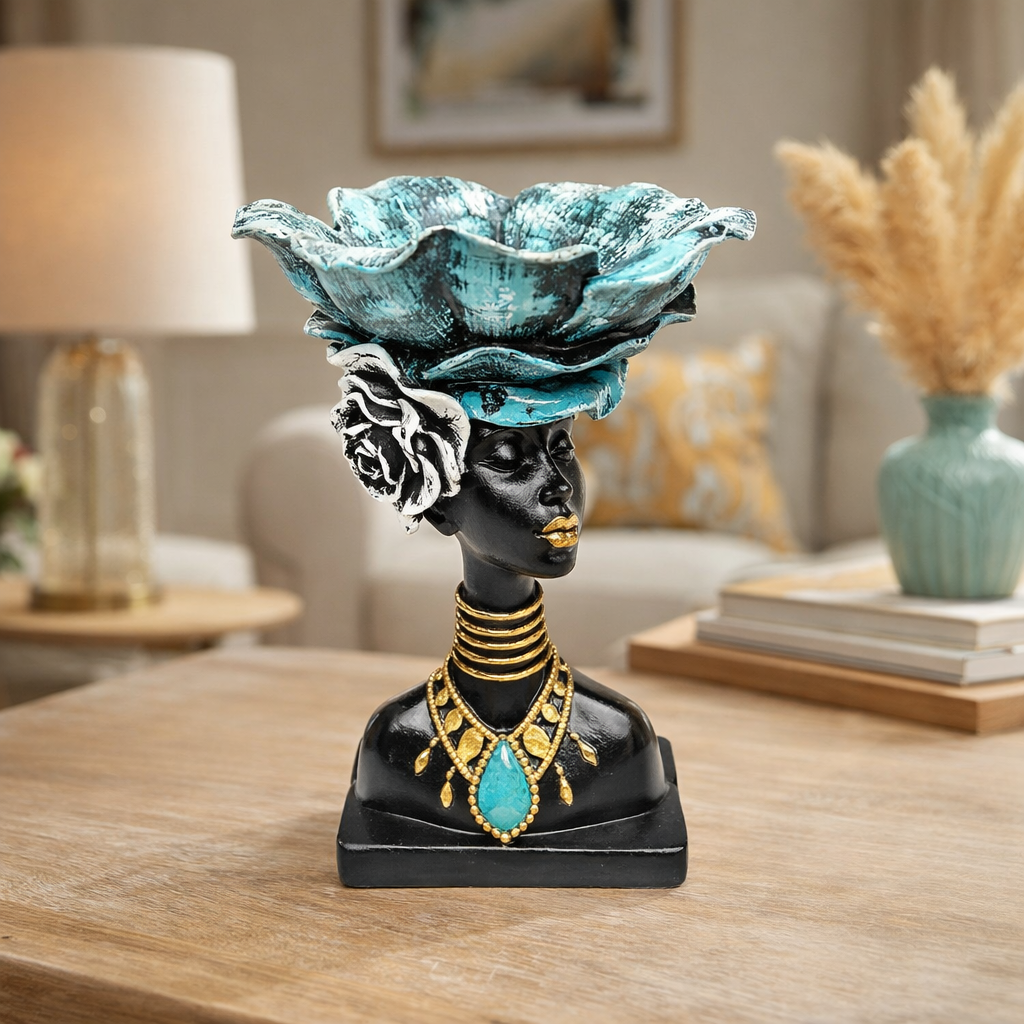 Decorative Head Planter with Flower