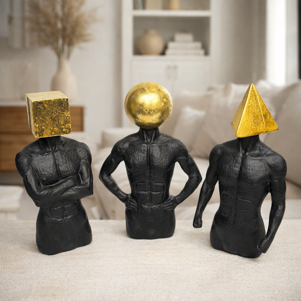 Geometric Head Figurine Set (Set of 3)
