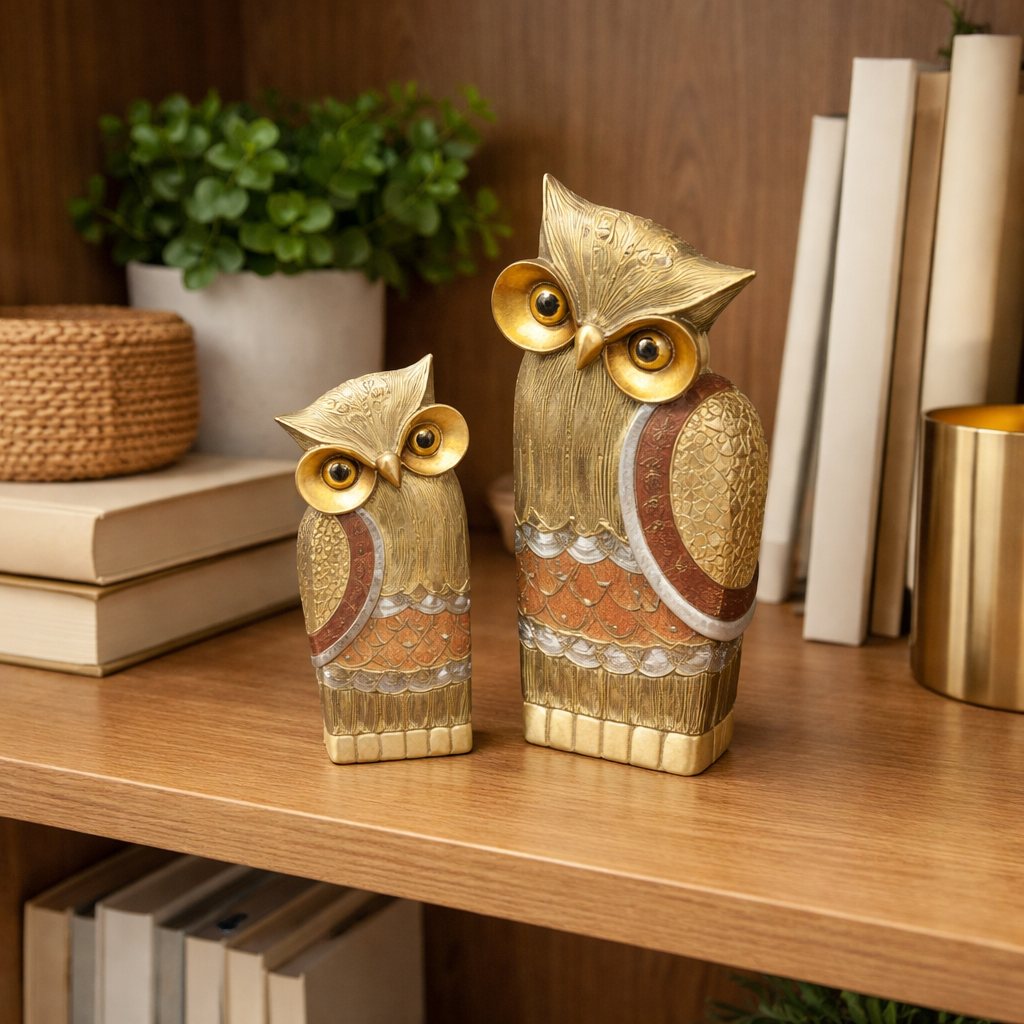 Tribal/Ethnic Owl Figurines (Set of 2)