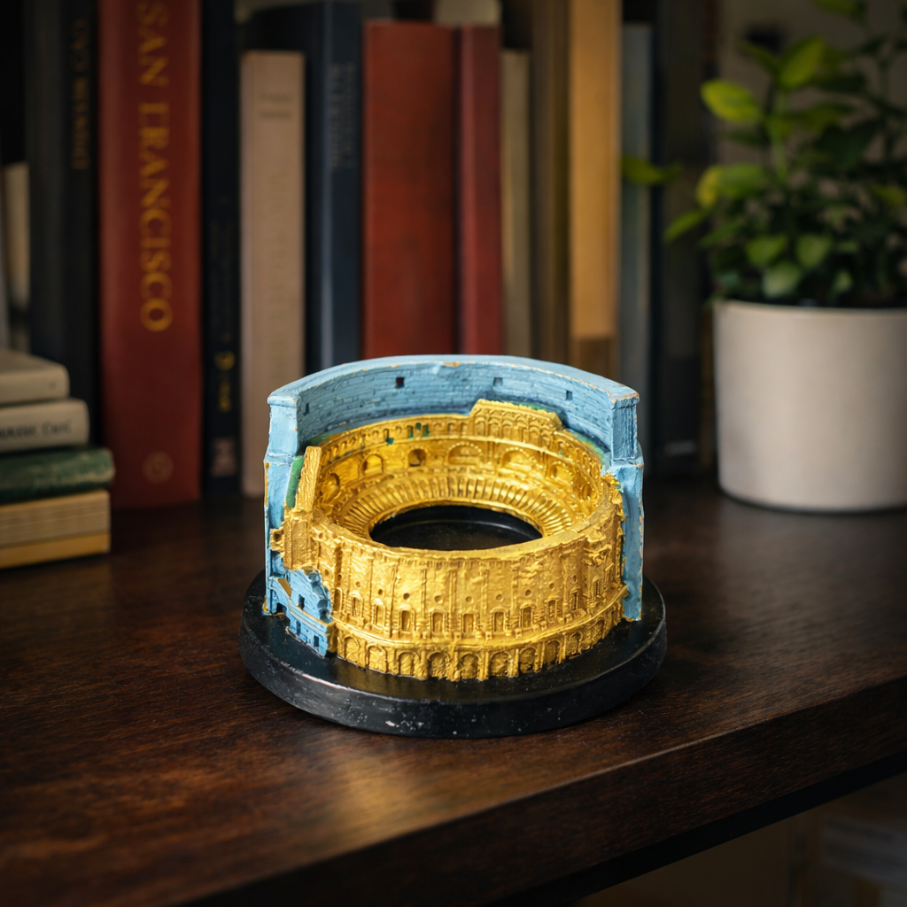 Roman Colosseum Miniature Figurine - Ancient Landmark Fiber Decor