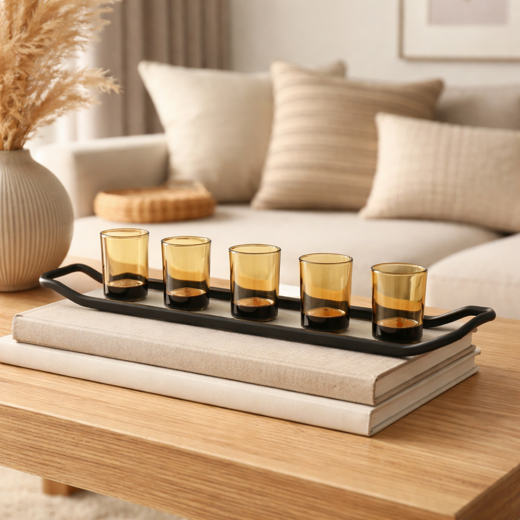 Modern Glass Tealight Candle Holder Tray