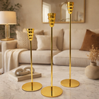 Elegant Gold Taper Candle Holder Set