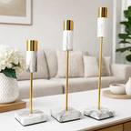 Marble & Gold Taper Candle Holder Set