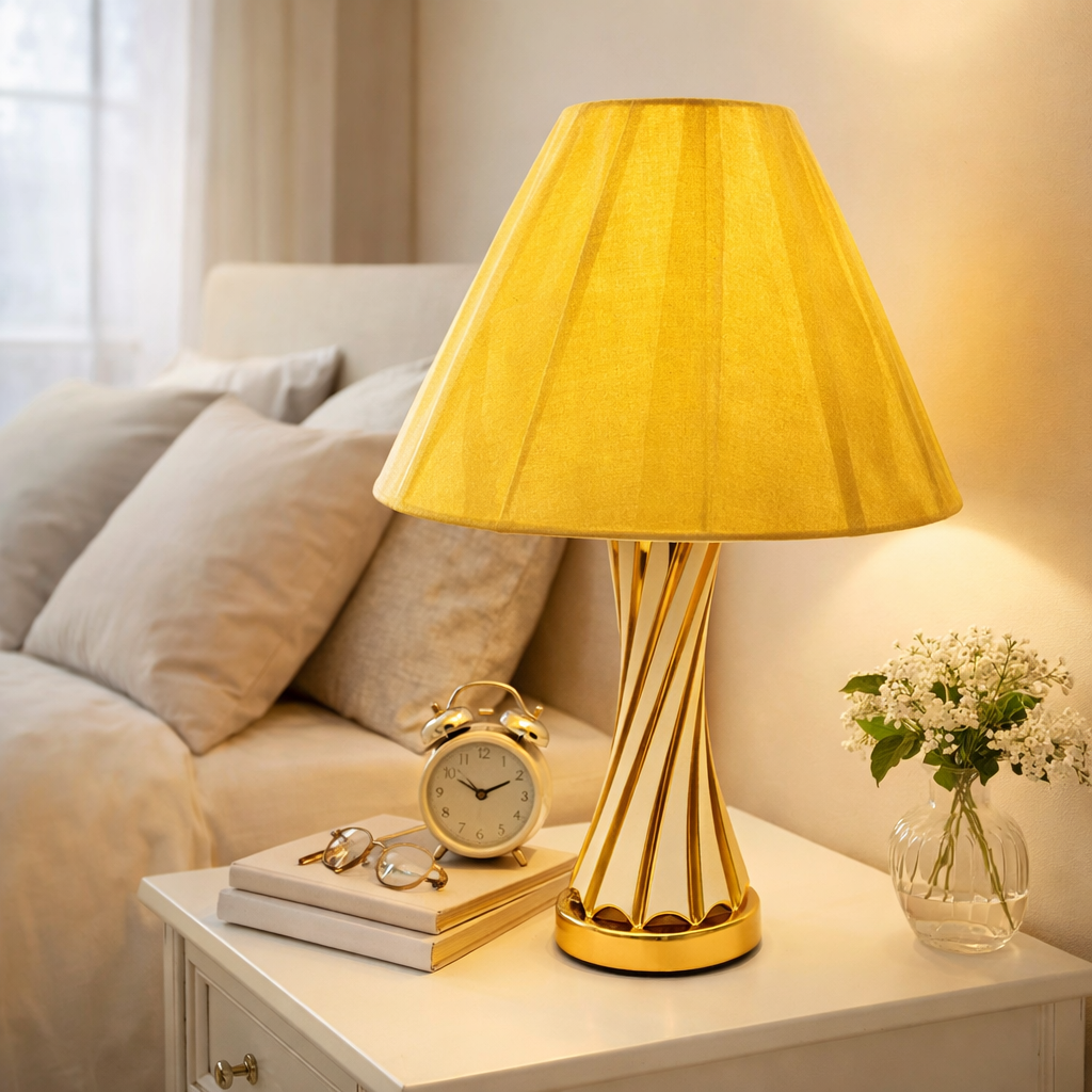 Elegant Ribbed Bedside Lamp