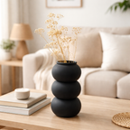 Triple-Tiered Matte Noir Vase