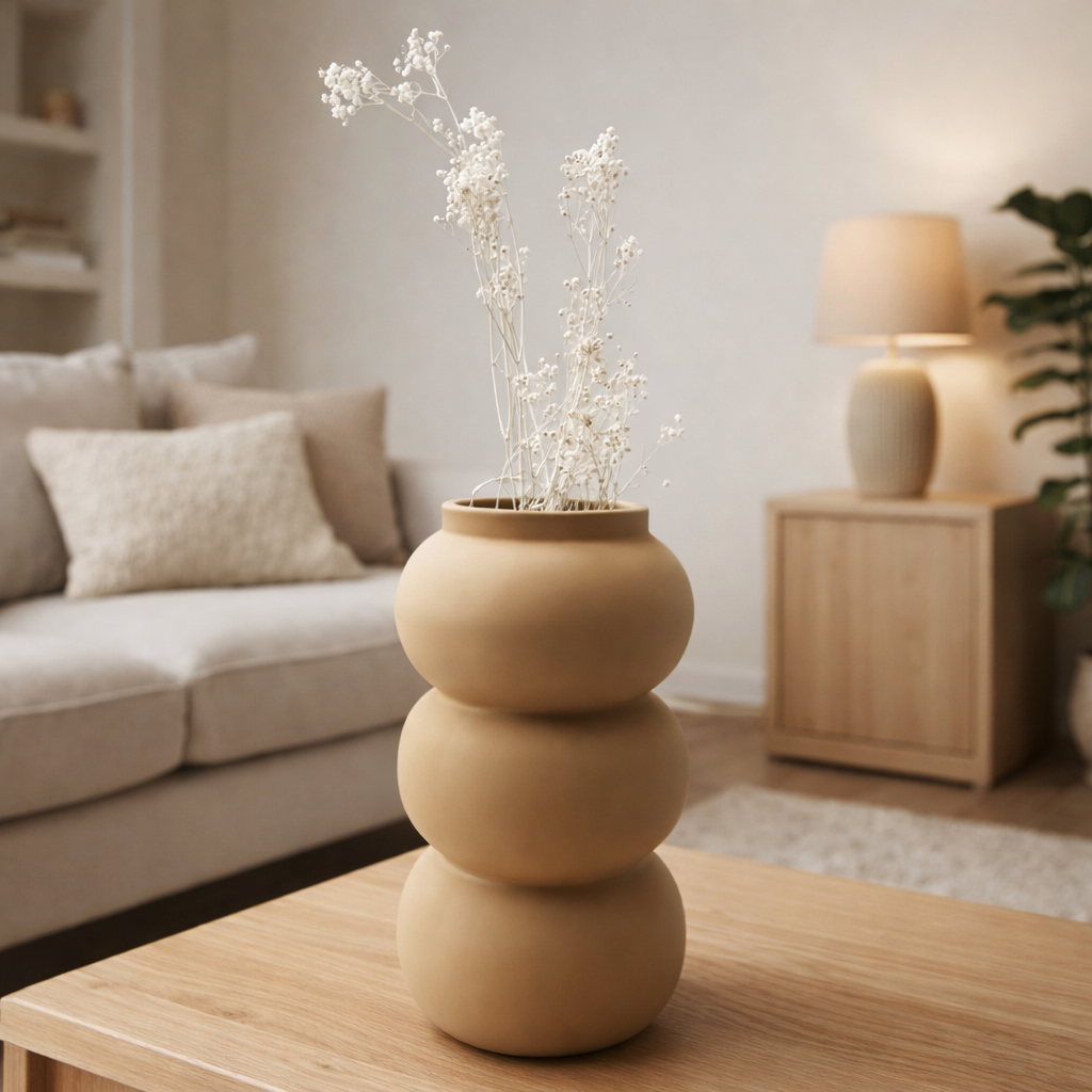 Triple-Tiered Matte Noir Vase