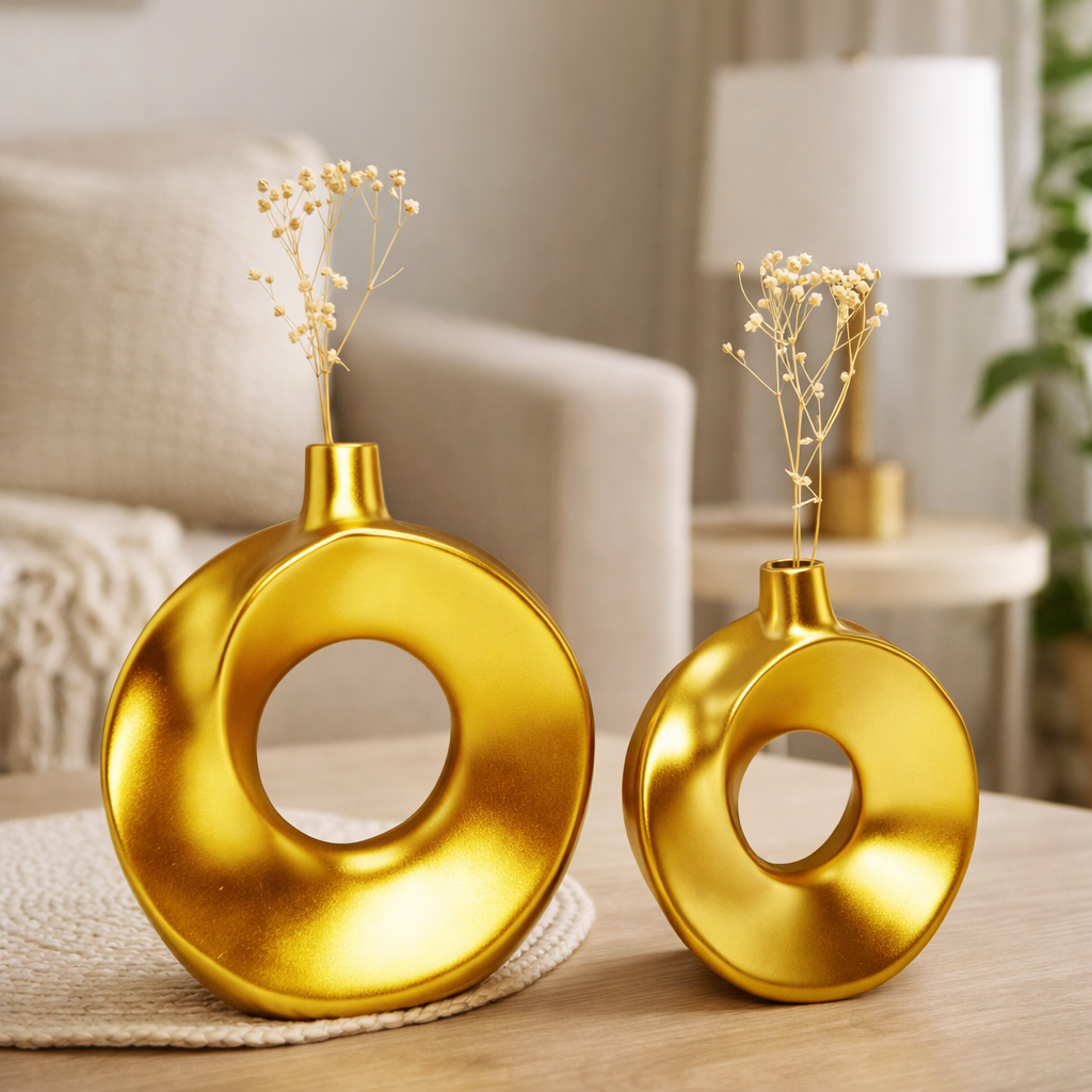 Modern Circular Donut Vases 2 pcs set