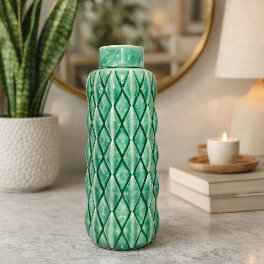 Textured Diamond-Pattern Vase