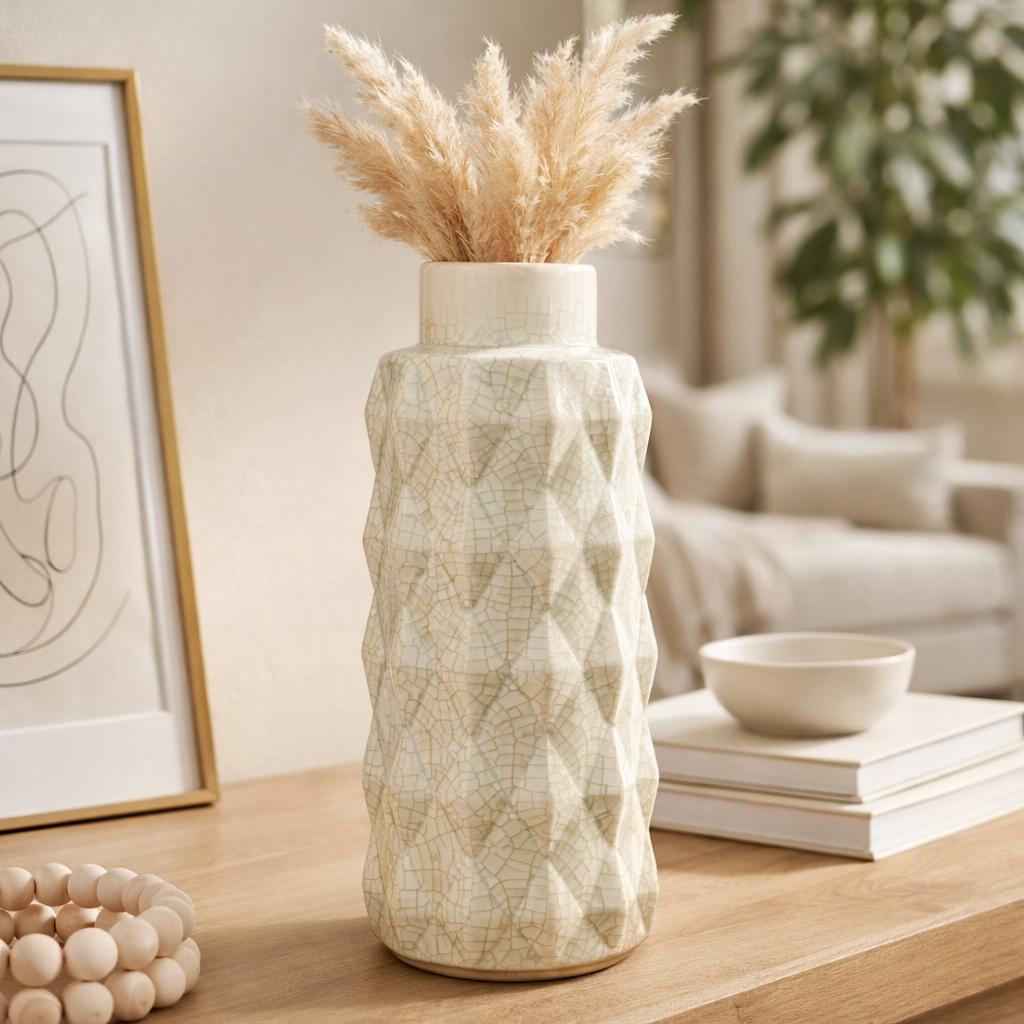 Textured Diamond-Pattern Vase
