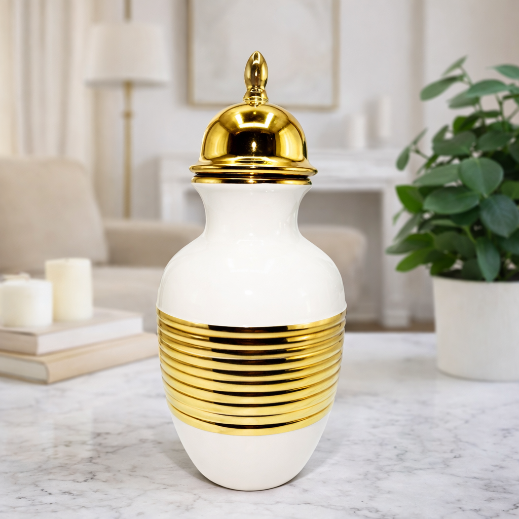 White and Gold Candy Jar