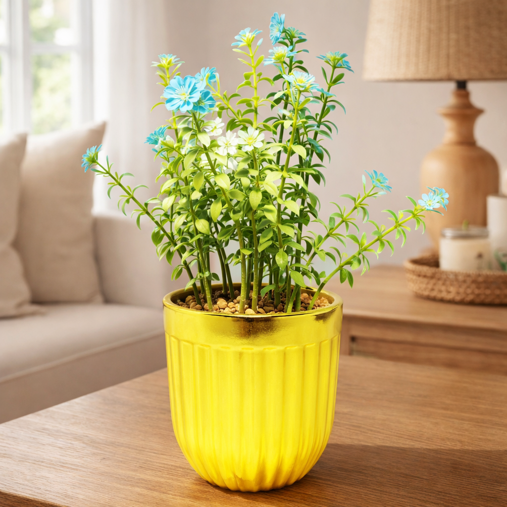 Wildflower Trio in Gold Fluted Pot