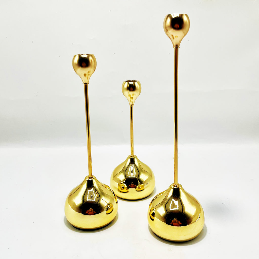 Elegant Gold Taper Candle Holder Set