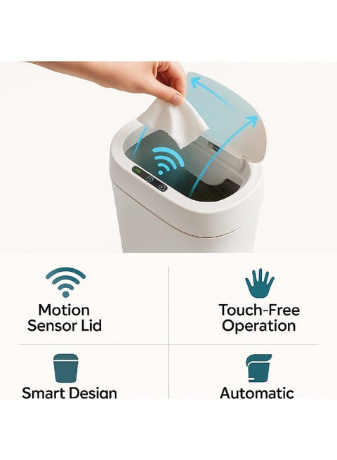 Smart Motion Sensor Trash Bin with Lid | Touch-Free Automatic Desktop Waste Basket for Home, Office & Bathroom