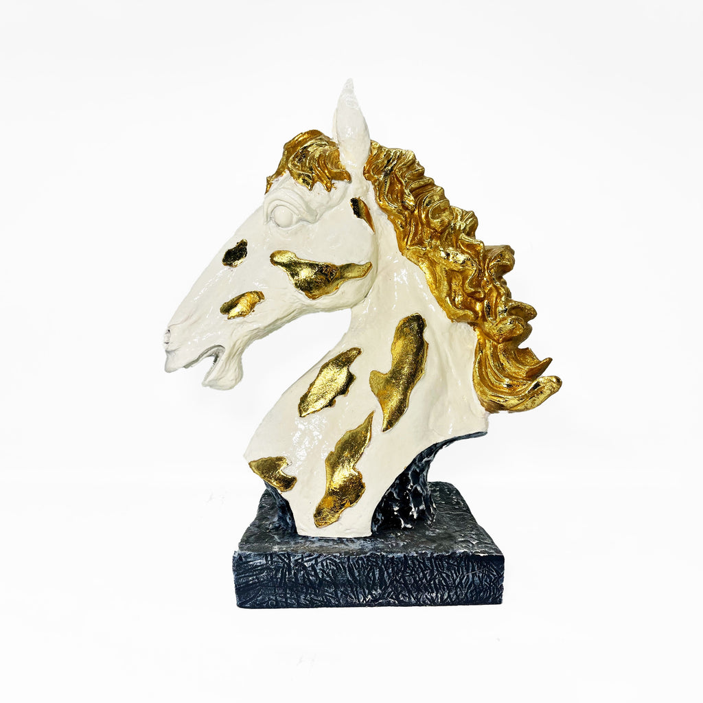 Marble-Effect Horse Head Figure