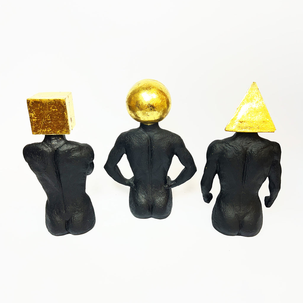Geometric Head Figurine Set (Set of 3)