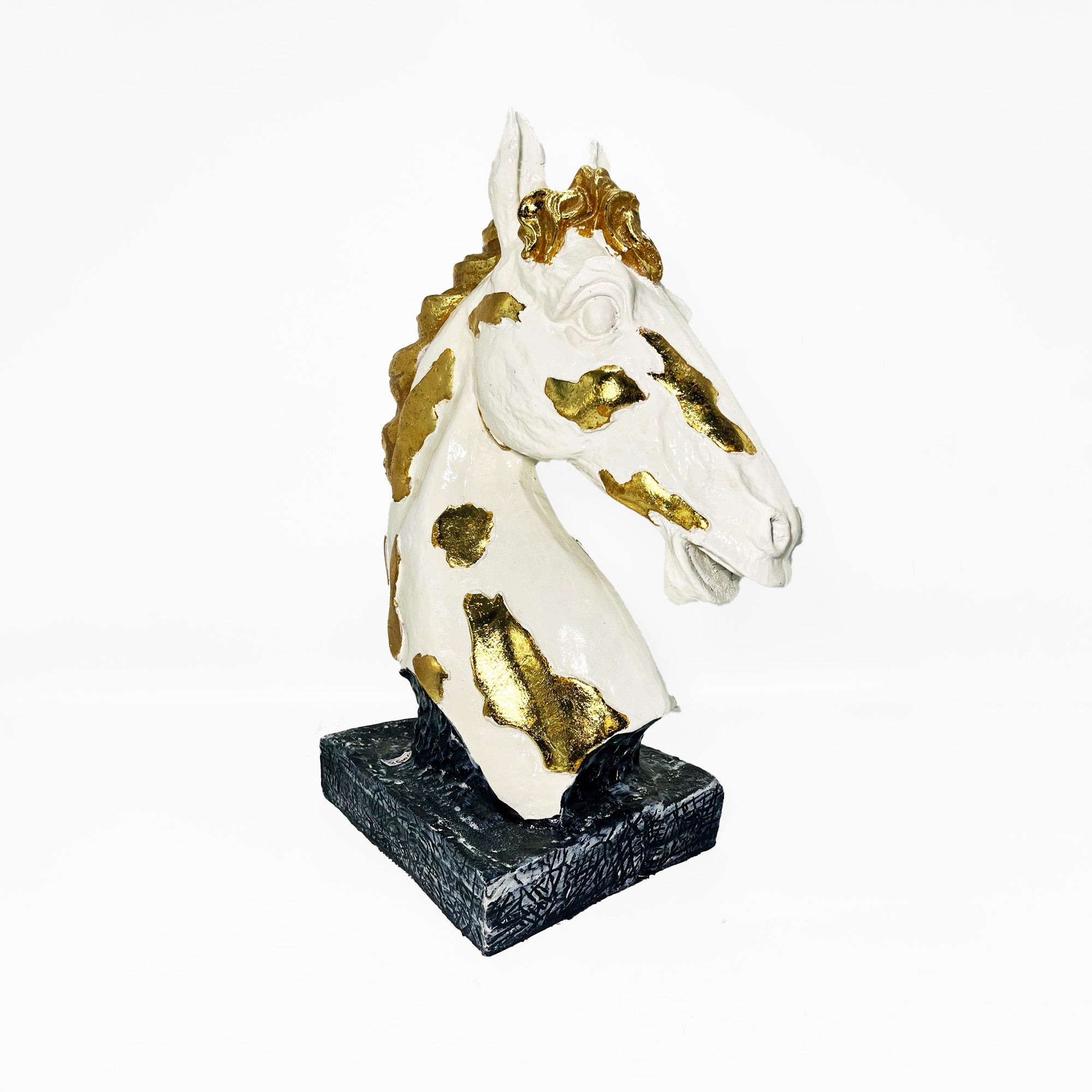 Marble-Effect Horse Head Figure