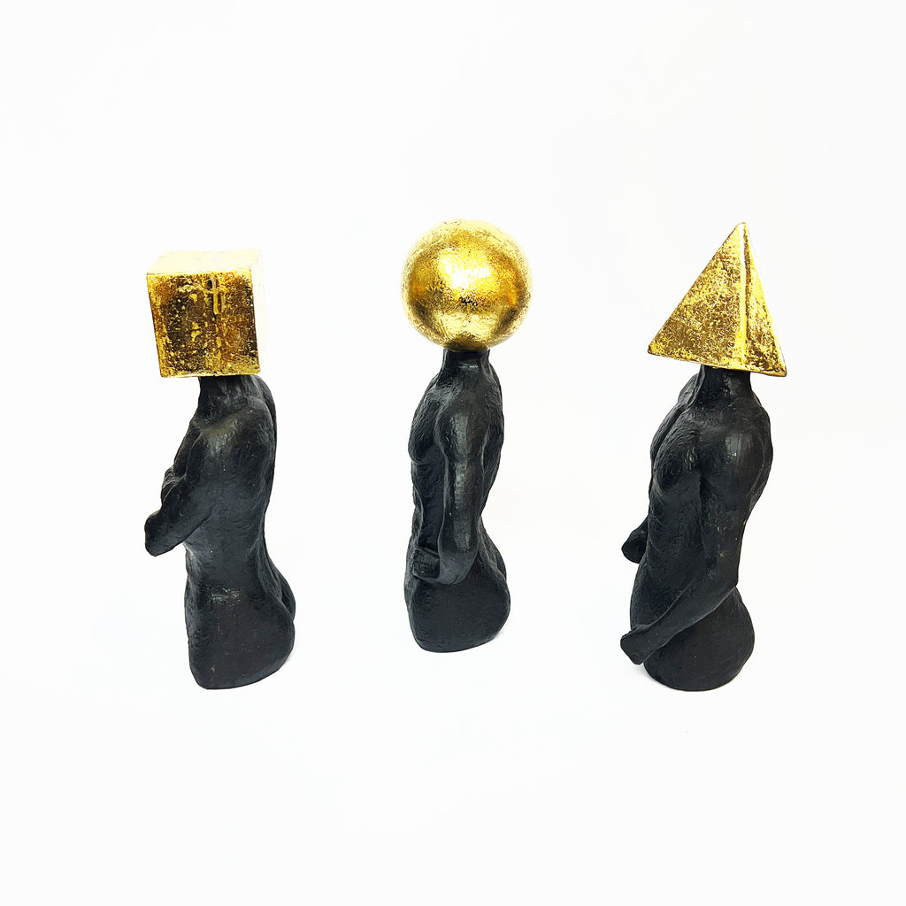 Geometric Head Figurine Set (Set of 3)