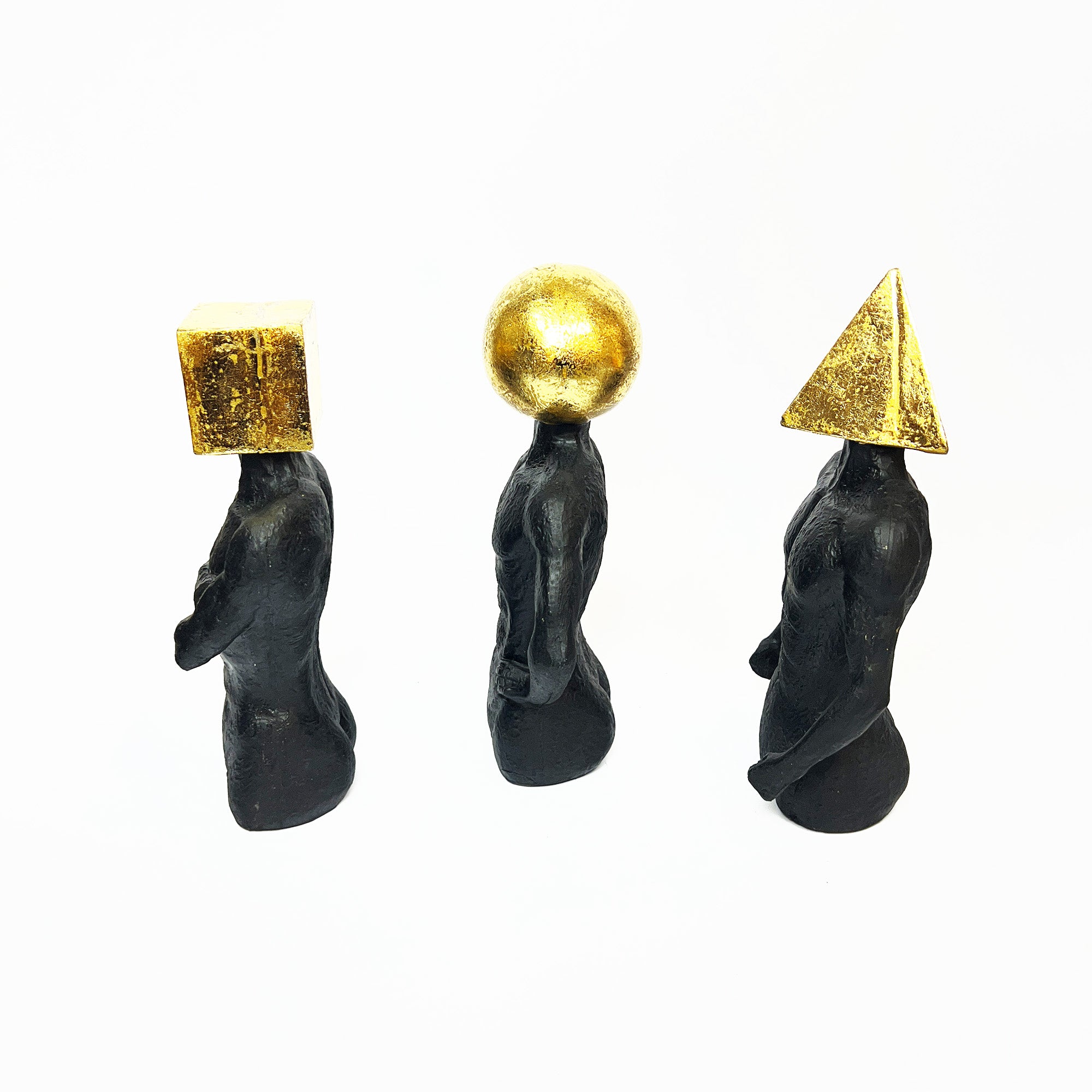 Geometric Head Figurine Set (Set of 3)
