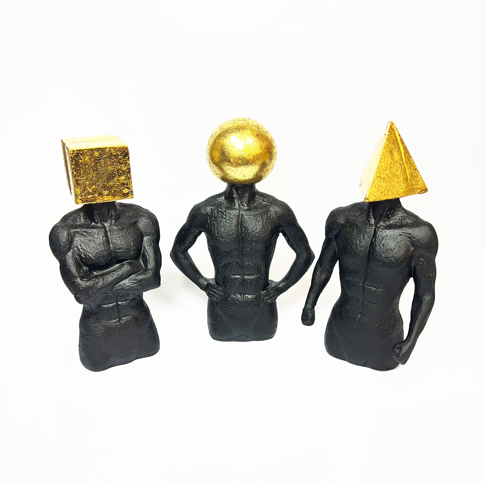 Geometric Head Figurine Set (Set of 3)