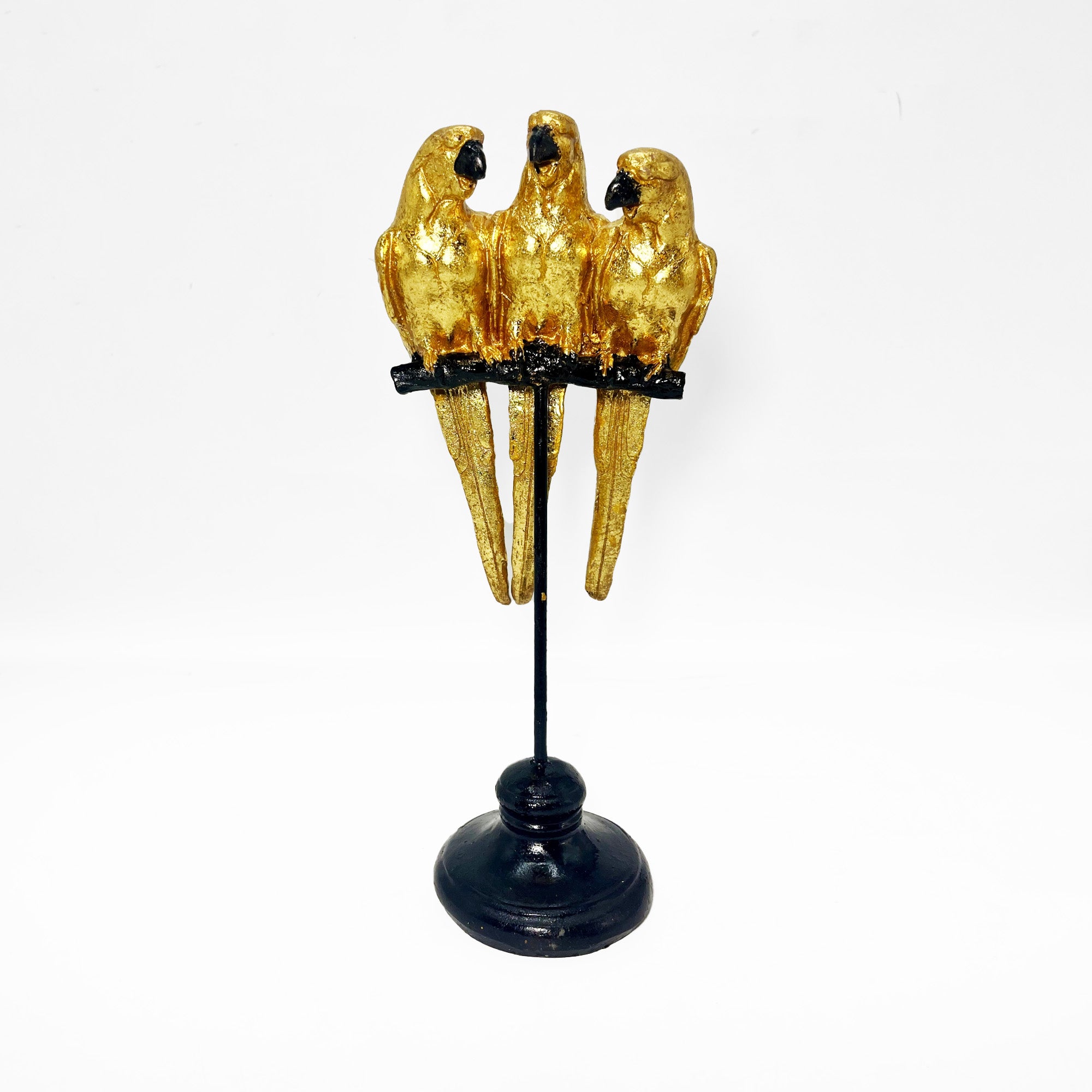 Golden Trio Parrots on Stand
