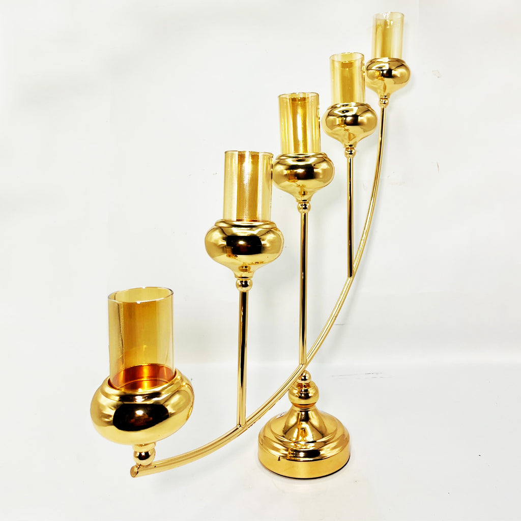 Elegant Gold Multi-Arm Candle Holder