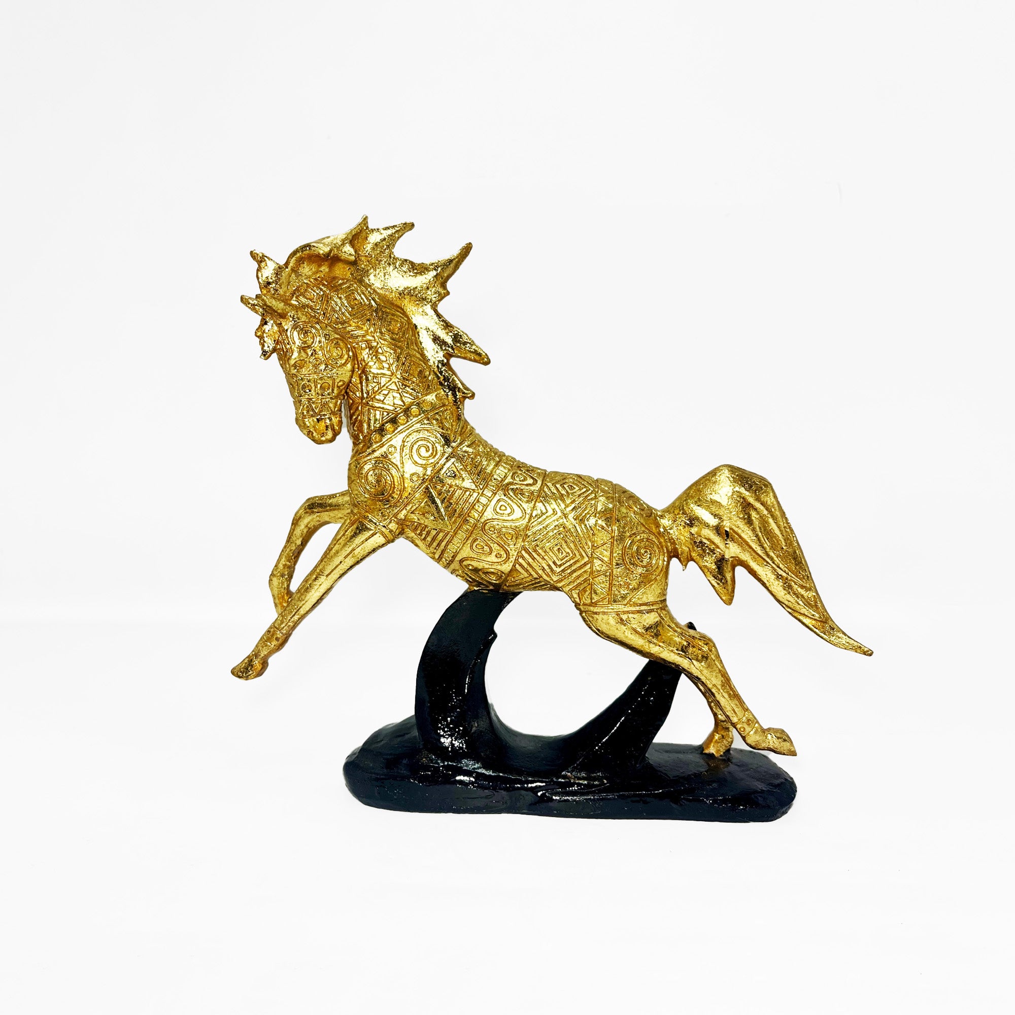 Geometric Golden Horse Sculpture