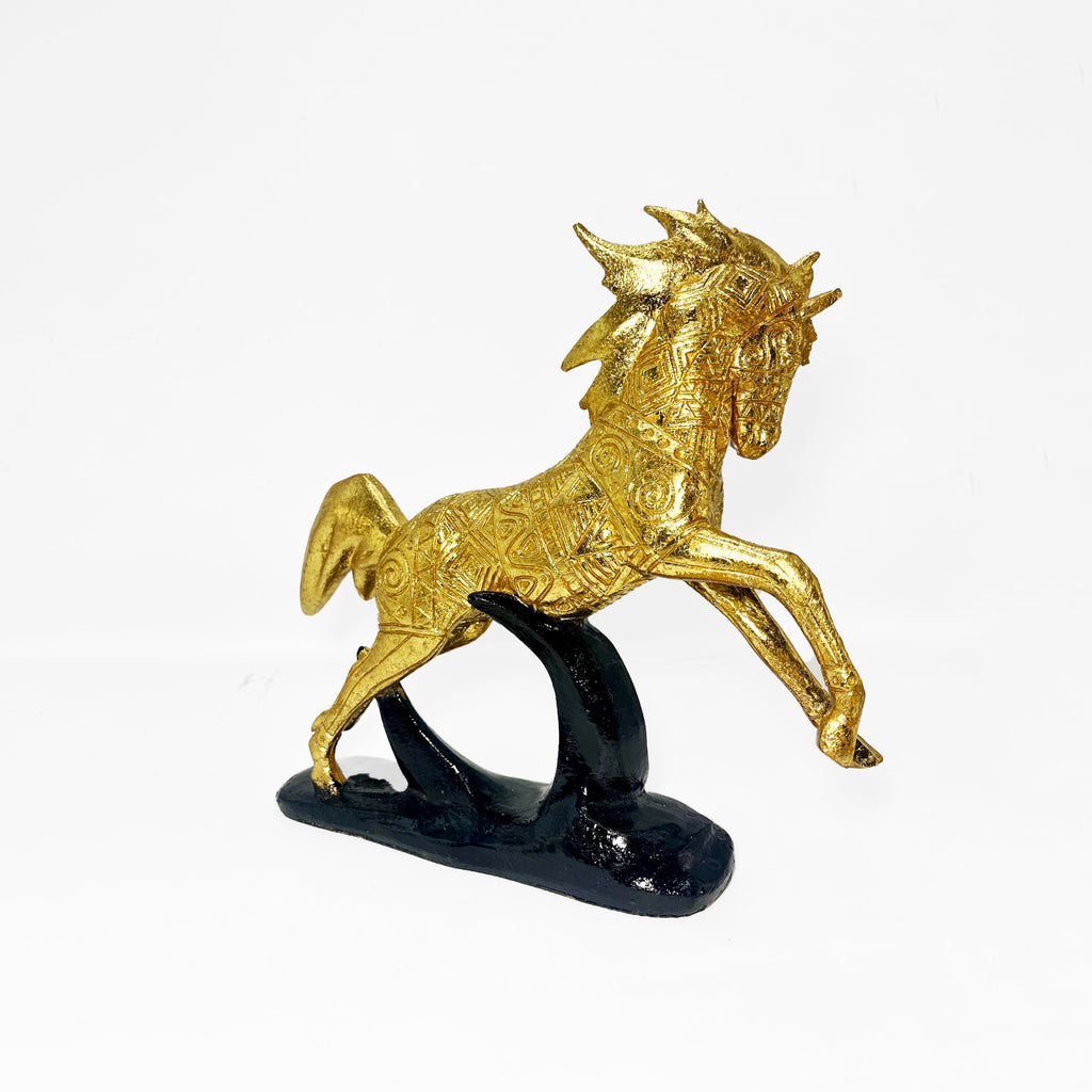 Geometric Golden Horse Sculpture