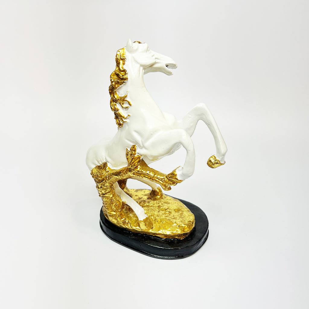 Golden Mane White Horse Figurine