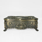 Antique Gold Floral Metal Tissue Box