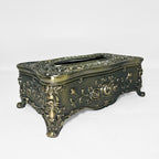 Antique Gold Floral Metal Tissue Box