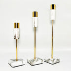 Marble & Gold Taper Candle Holder Set