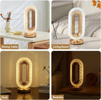 Modern Golden 3 Color LED Crystal Oval Touch Lamp