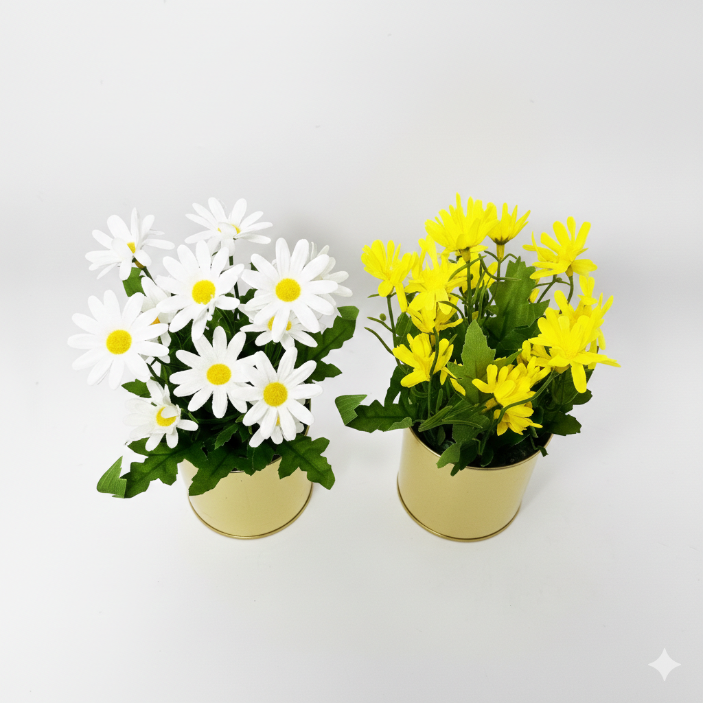 Modern Metallic Cylinder Floral Accent