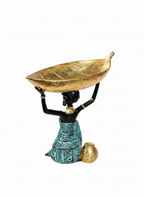 African Woman Decorative Leaf Bowl